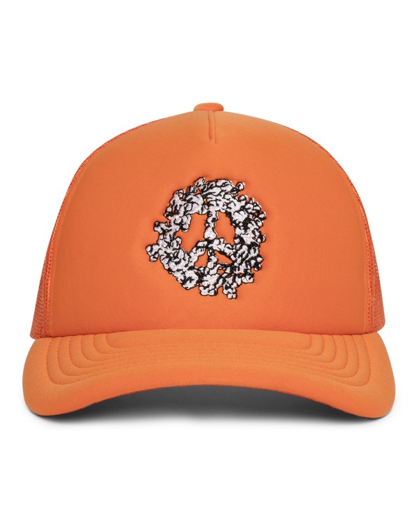 Cotton Peace Wreath Trucker Hat Orange