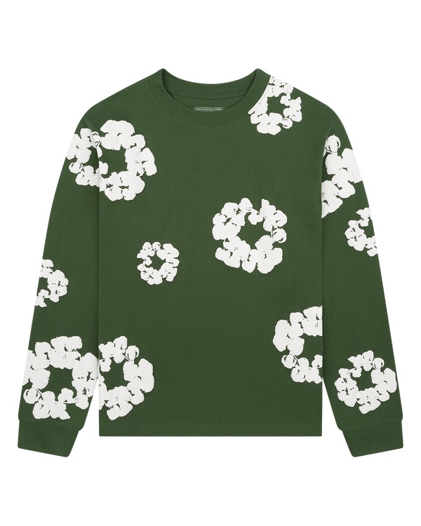 Long Sleeve Cotton Wreath Tee Green