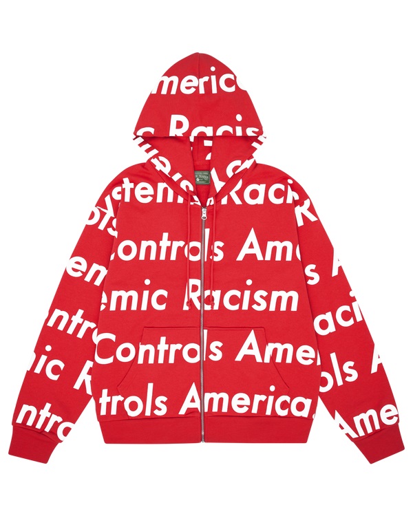 Systemic Racism Controls America Zip Up Hoodie Red
