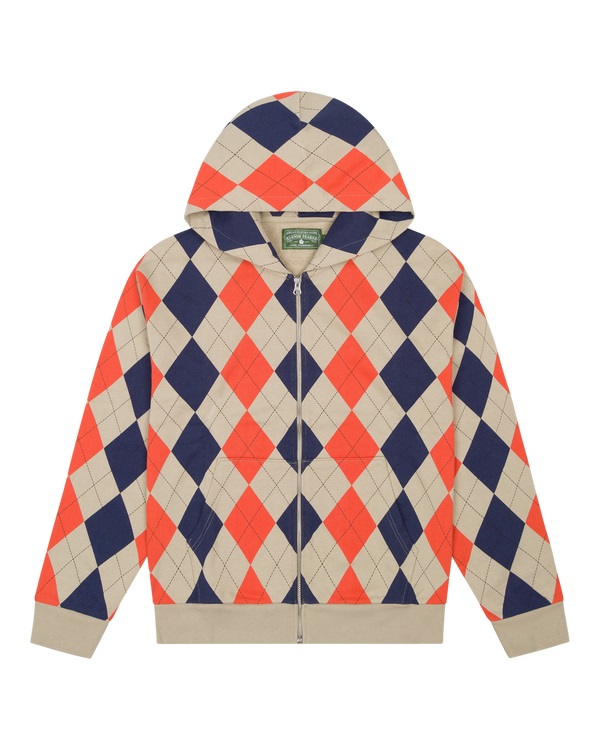 Derby Intarsia Zip Hoodie Tan