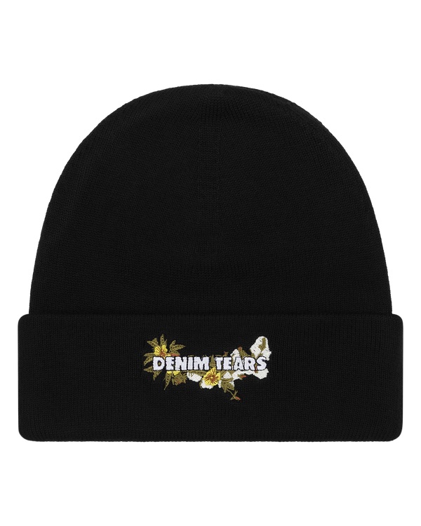 Floral Beanie Black