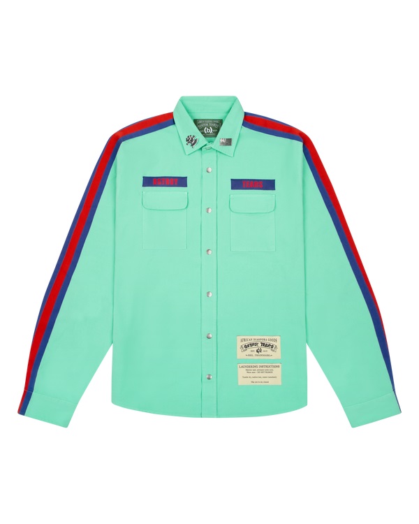 Bstroy Tears Side Stripe Button Up Shirt Mint