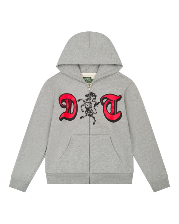 DT Zebra Crest Zip Hoodie Grey