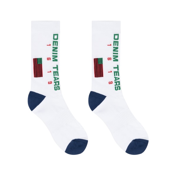 1619 Pan African Flag Sock White