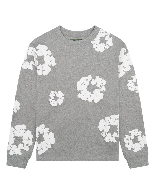 Long Sleeve Cotton Wreath Tee Grey