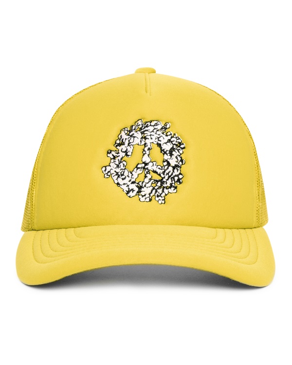 Cotton Peace Wreath Trucker Hat Yellow