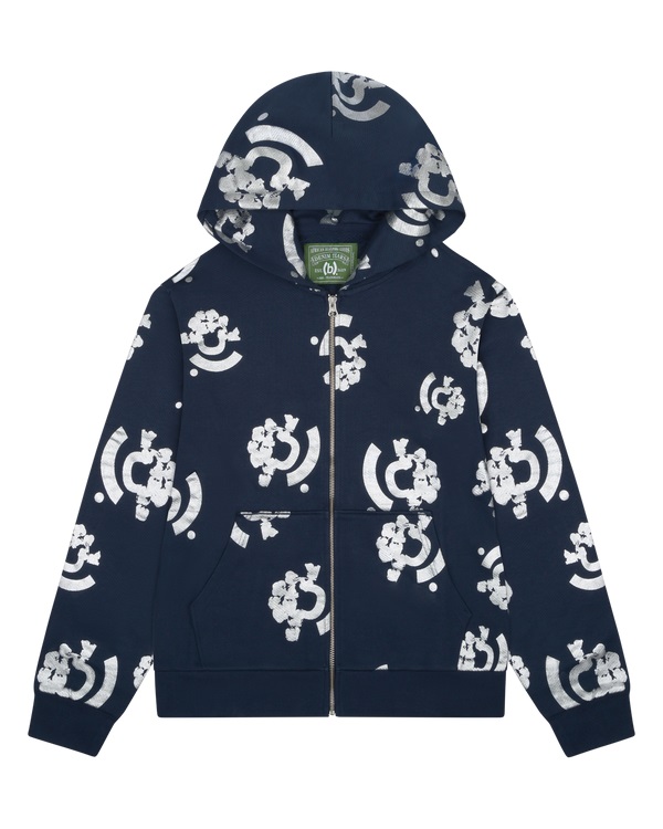 Bstroy Tears Zip Hoodie Blue