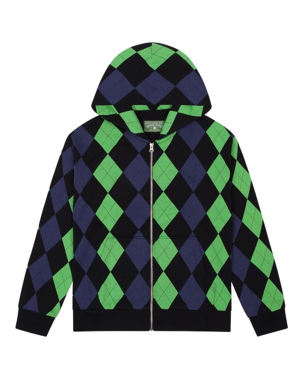 Derby Intarsia Zip Hoodie Green