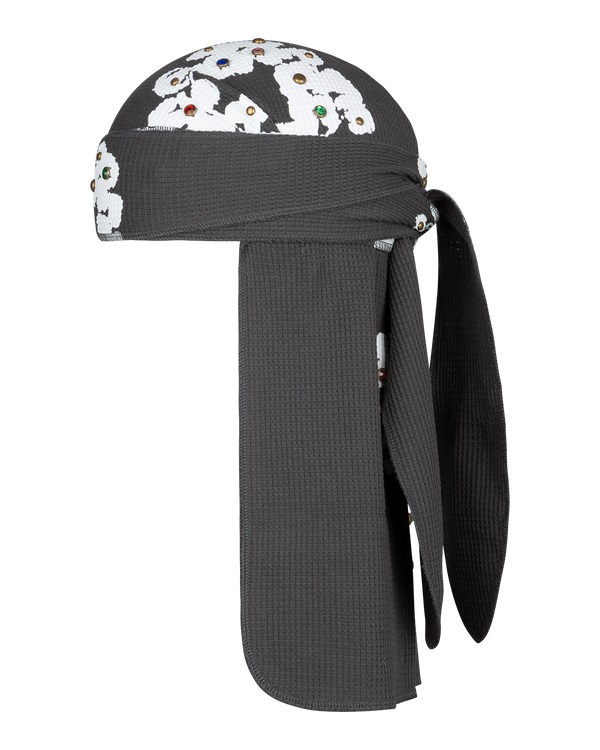 Rhinestone Cotton Wreath Durag Vintage Black