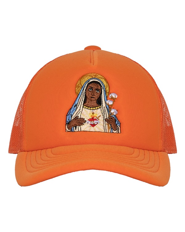 Black Madonna Orange Trucker Hat