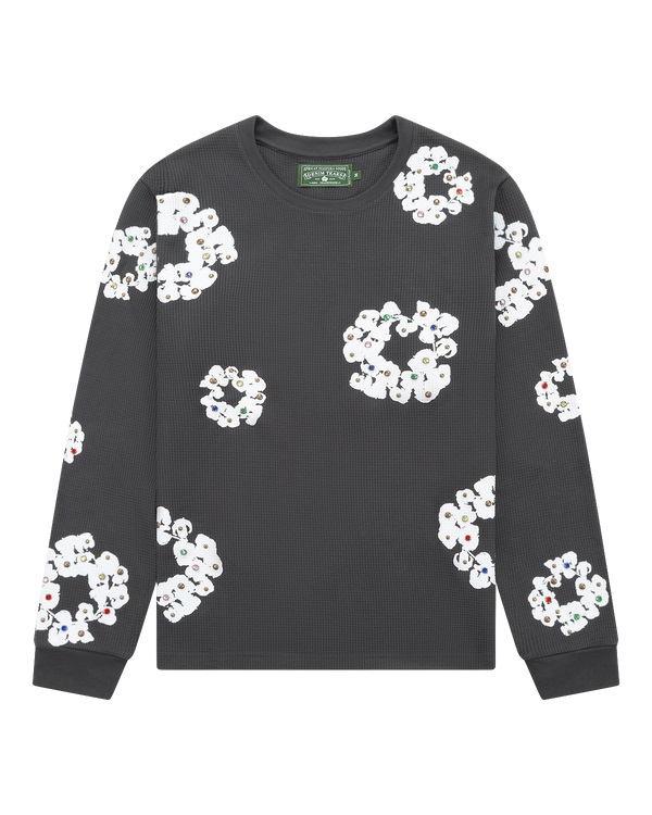 Rhinestone Cotton Wreath Thermal Vintage Black